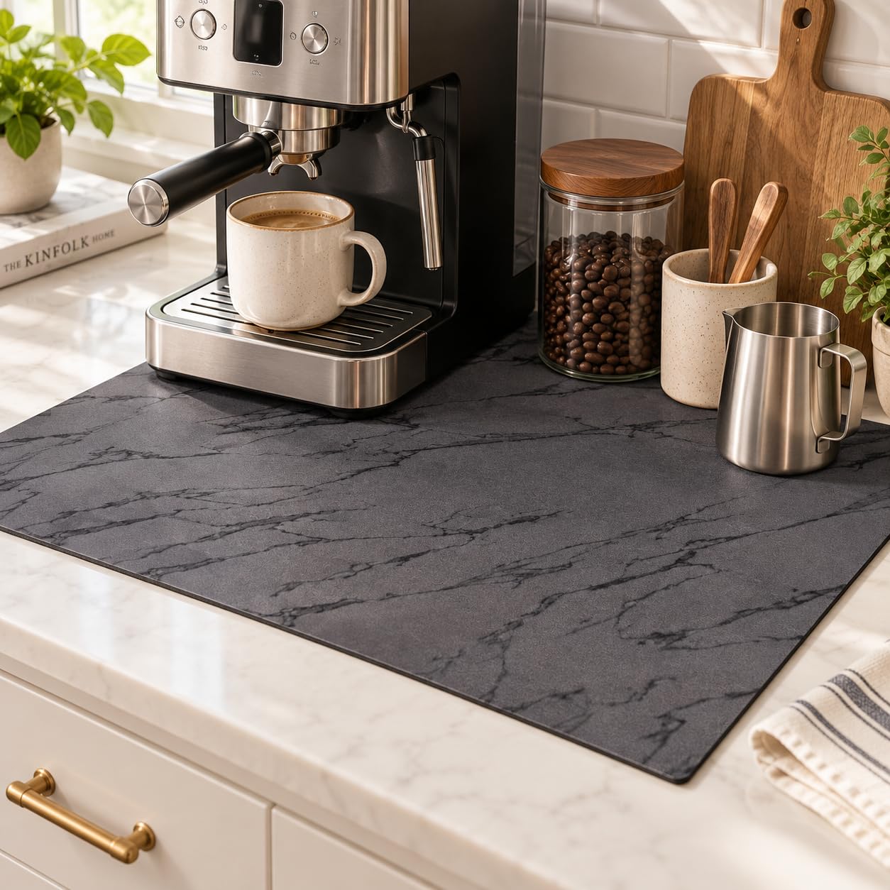 Urban Nest Coffee Mat, Absorbent PU Mat, Marble Grey, 30x50cm โ image 1