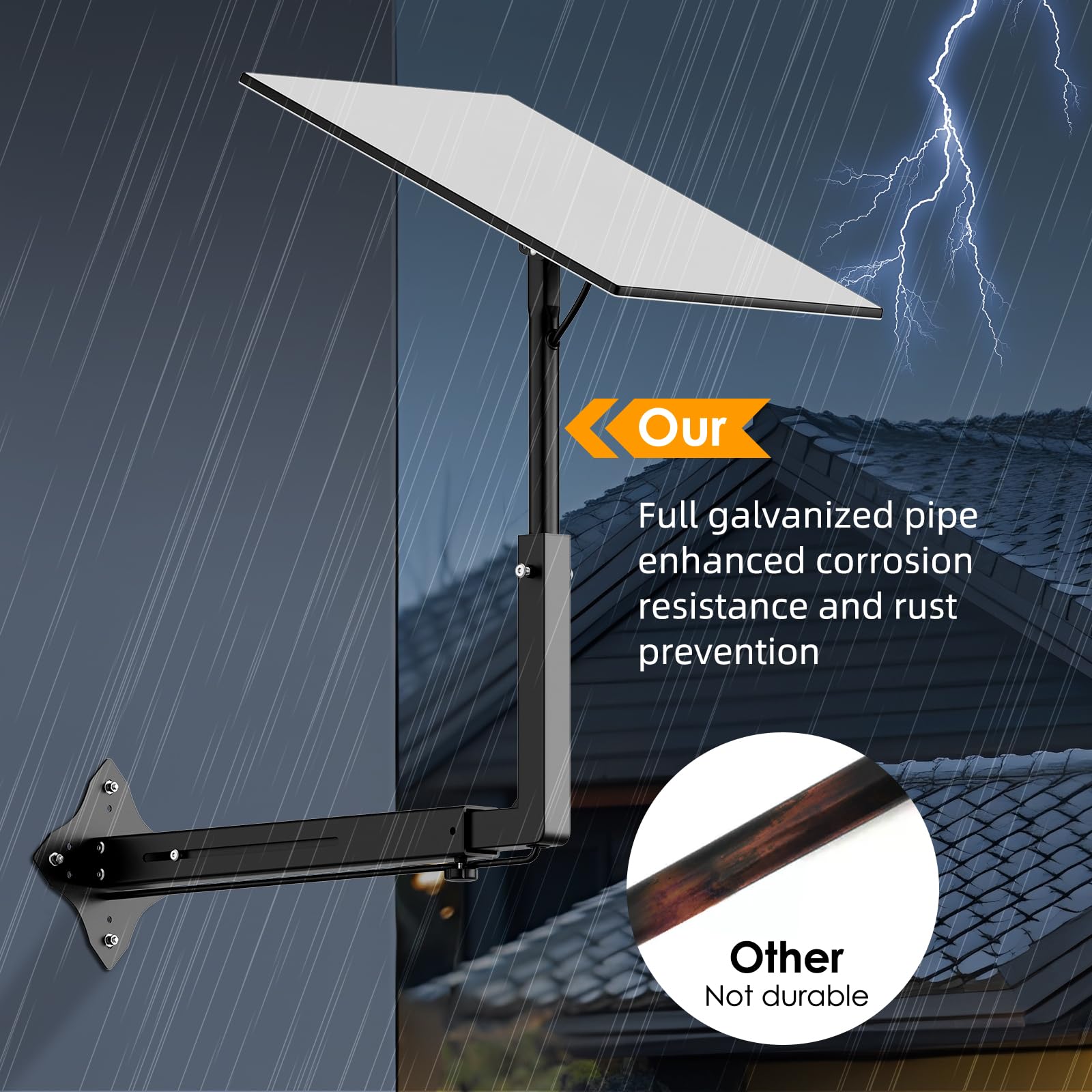 Verlängerte Starlink Halterung für Gen 3/Standard 4X/4 , 55-80CM Verstellbare Starlink Standard Gen 3 Halterung Lang Wandhalterung mit Rohradapter für V4 Antenne
