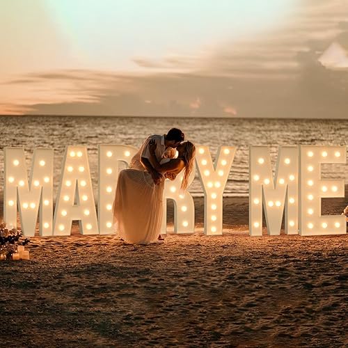 Miniatura 6 de Tongjoy Letras iluminadas de 4 pies, letras iluminadas de marquesina, letras gigantes grandes para decoraciones de compromiso, decoración de fiesta