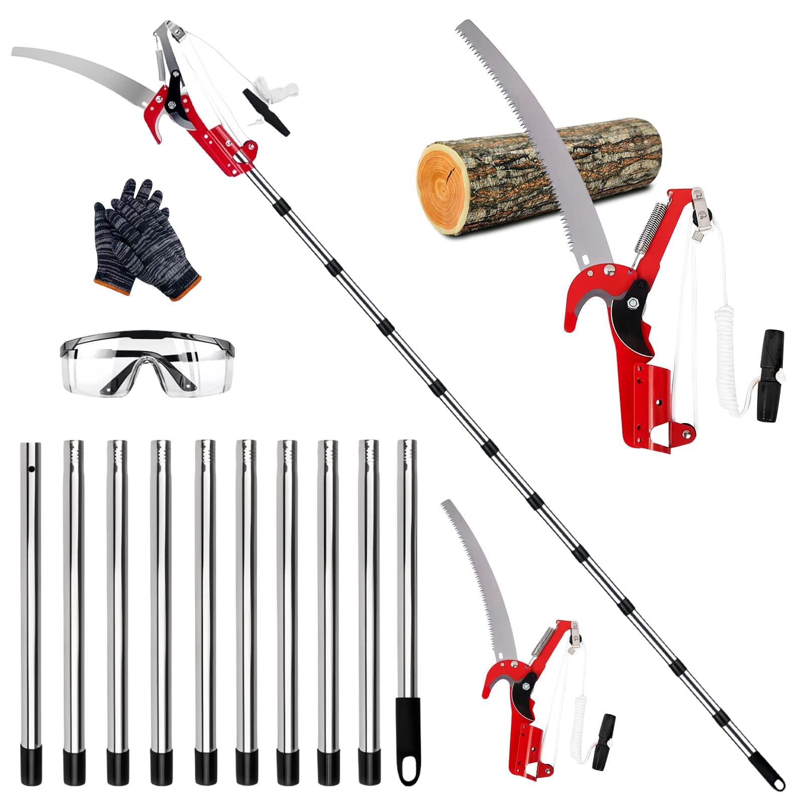 Long Reach Tree Lopper 2 in 1 Sectional Pole Pruner Manual Branch Cutter