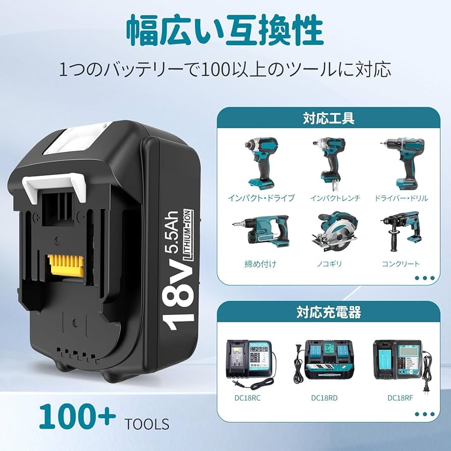 Amazon.co.jp: 2個セット 互換 マキタ 18V バッテリー 5.5Ah