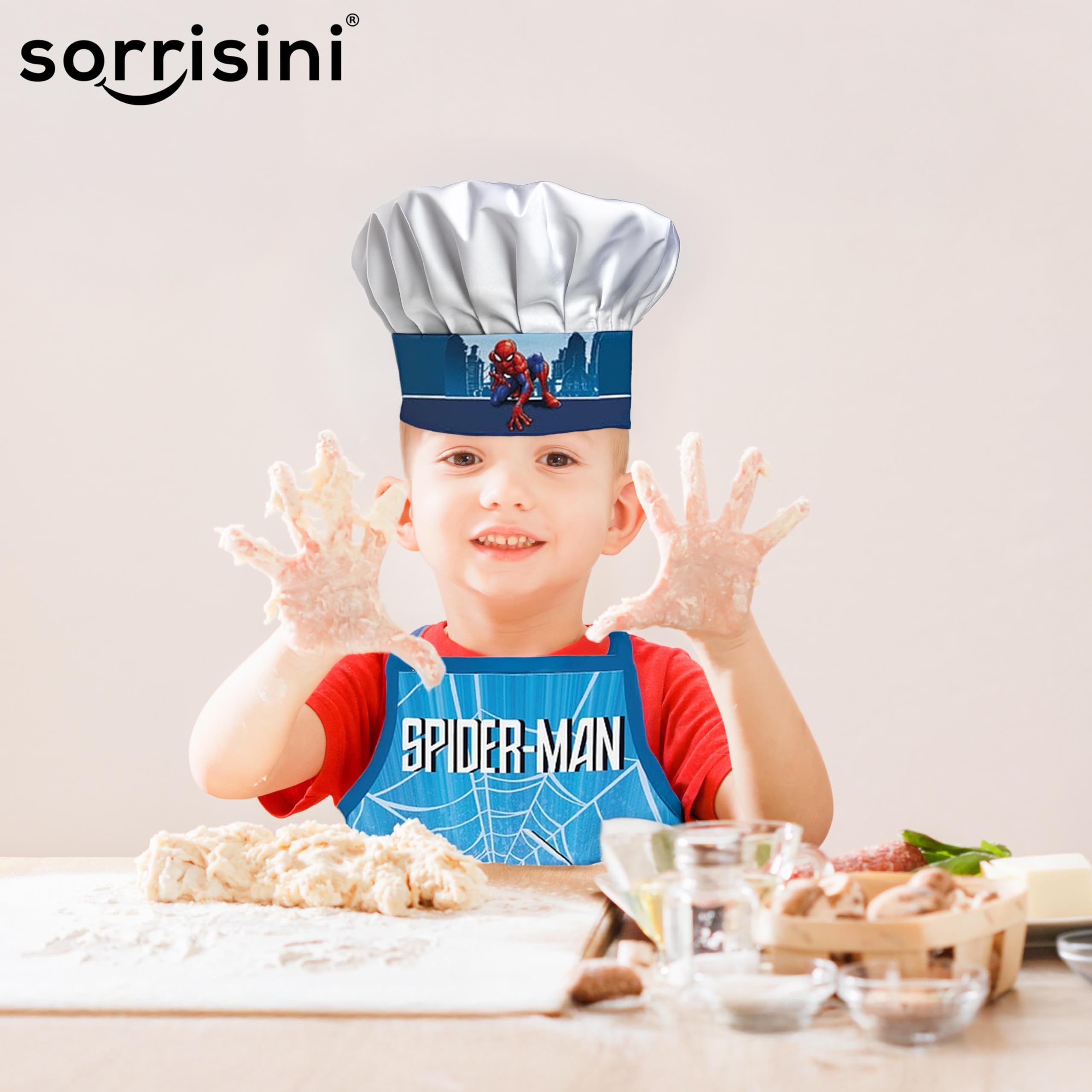 Fartuch kuchenny dla dzieci, Kapelusz szefa kuchni dla dzieci, Fartuch i regulowany kapelusz szefa kuchni do gotowania, Pieczenia lub malowania