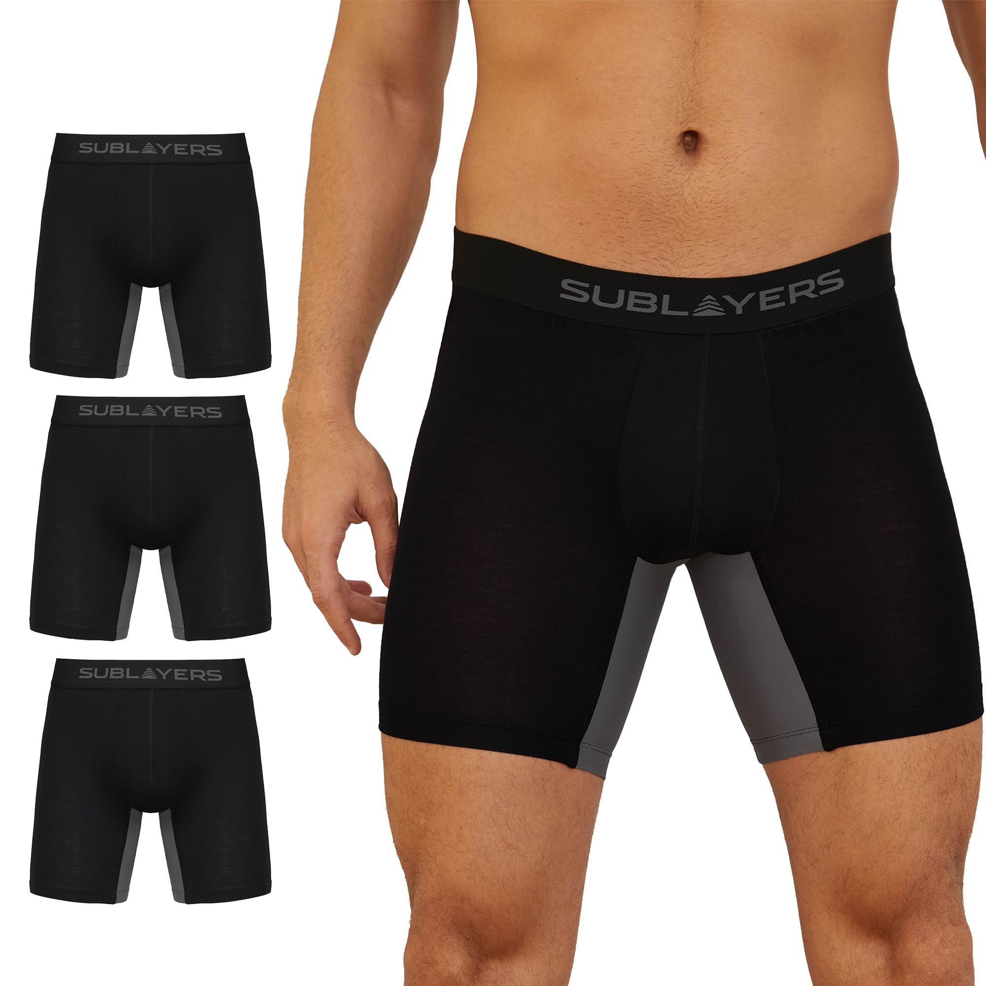 The Essentials Wardrobe Men's Black 3Pk Sl Premium Boxer - Bamboo - Large