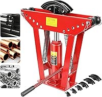 FAHKNS 12 Ton Hydraulic Pipe Bender with 6 Dies - 90°-180° Copper Steel Metal Tubing Bender 1/2-2 Inch Ratcheting Tool