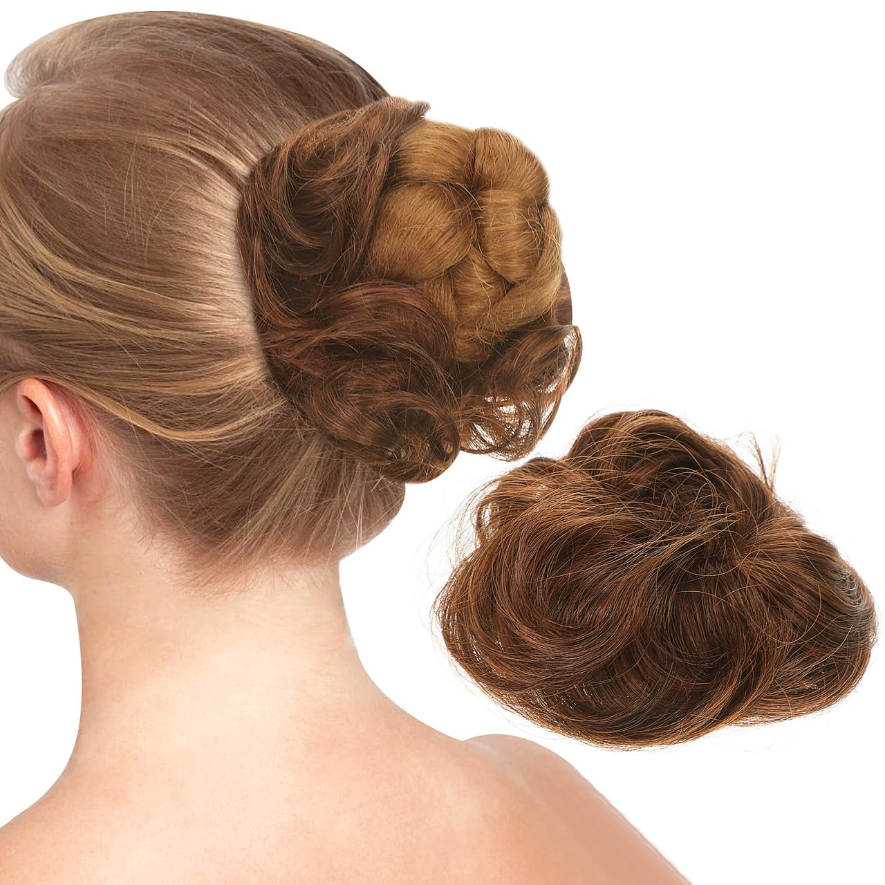 Faux Bun for Women – Ancient Style Synthetic Hair Bun Extension with Elastic Band for Natural Messy Updo Ideal for Cosplay and Themed Events