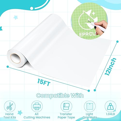 Miniatura 9 de Rollo de vinilo permanente blanco para Cricut, vinilo adhesivo blanco brillante de 12 pulgadas x 15 pies para decoraciones diarias, regalos de