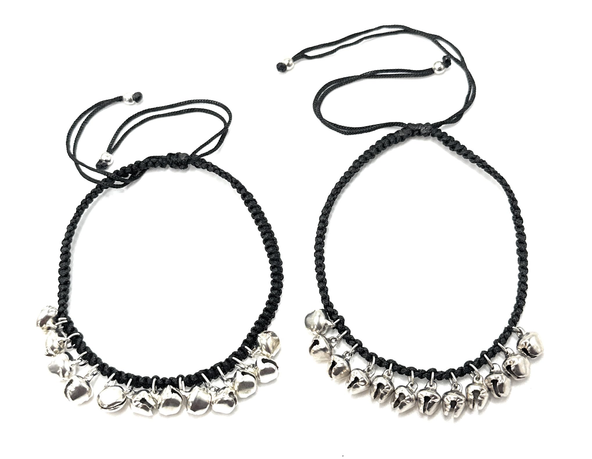 Handmade Adjustable Pair of 1 Black Silk dori hanging Ghungroo Anklet For Women | girls | Nazariya |Payal | Free Size | nazarbattu-image-27