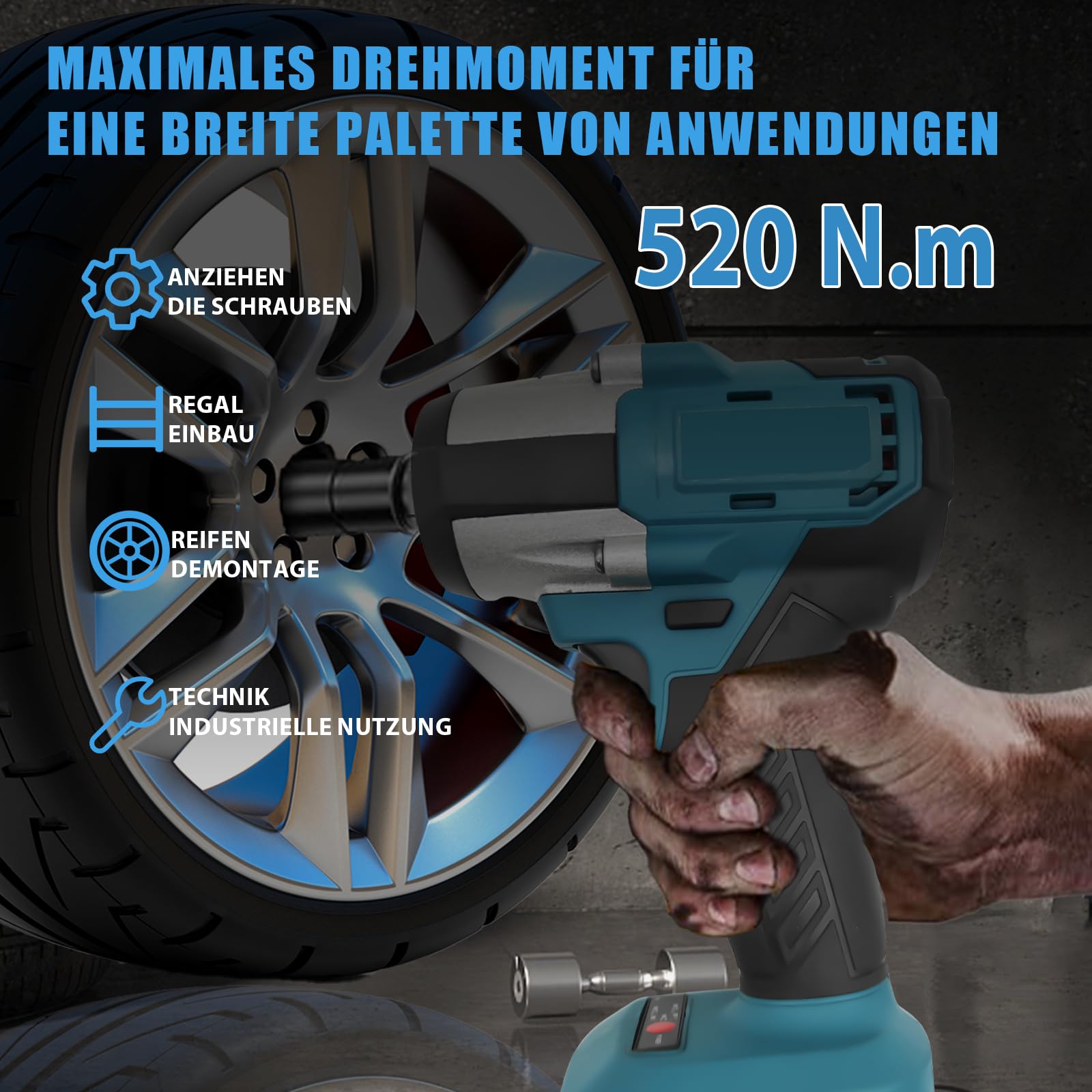 Atornillador de impacto a batería para Makita, 520Nm. Atornillador de impacto eléctrico sin escobillas con 2 baterías de litio de 5,5 Ah, atornillador de impacto eléctrico de 1/2 pulgada
