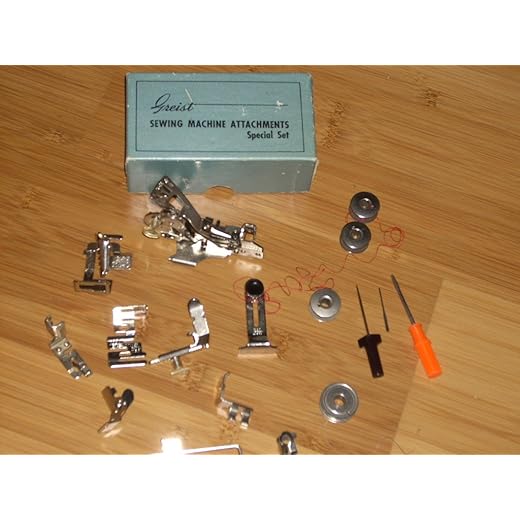 Vintage GREIST Sewing Machine Attachments Special Set in Original Box (Attachments numbered)
