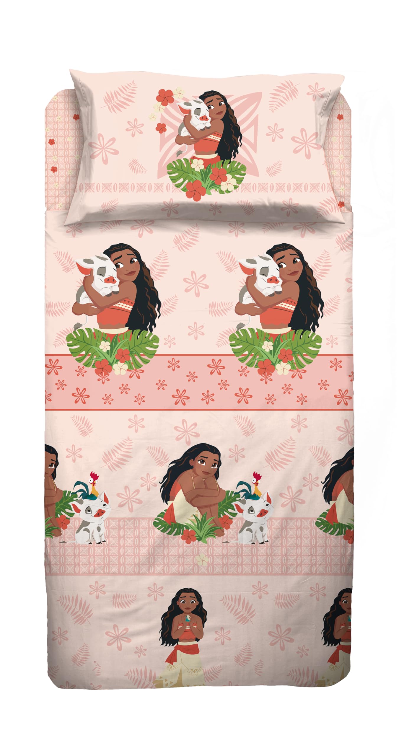 Oceania Single Bed Sheet Set, Disney Single Bed Set, Top Sheet, Fitted Sheet, Pillowcase, Disney, 100% Cotton, Official Product