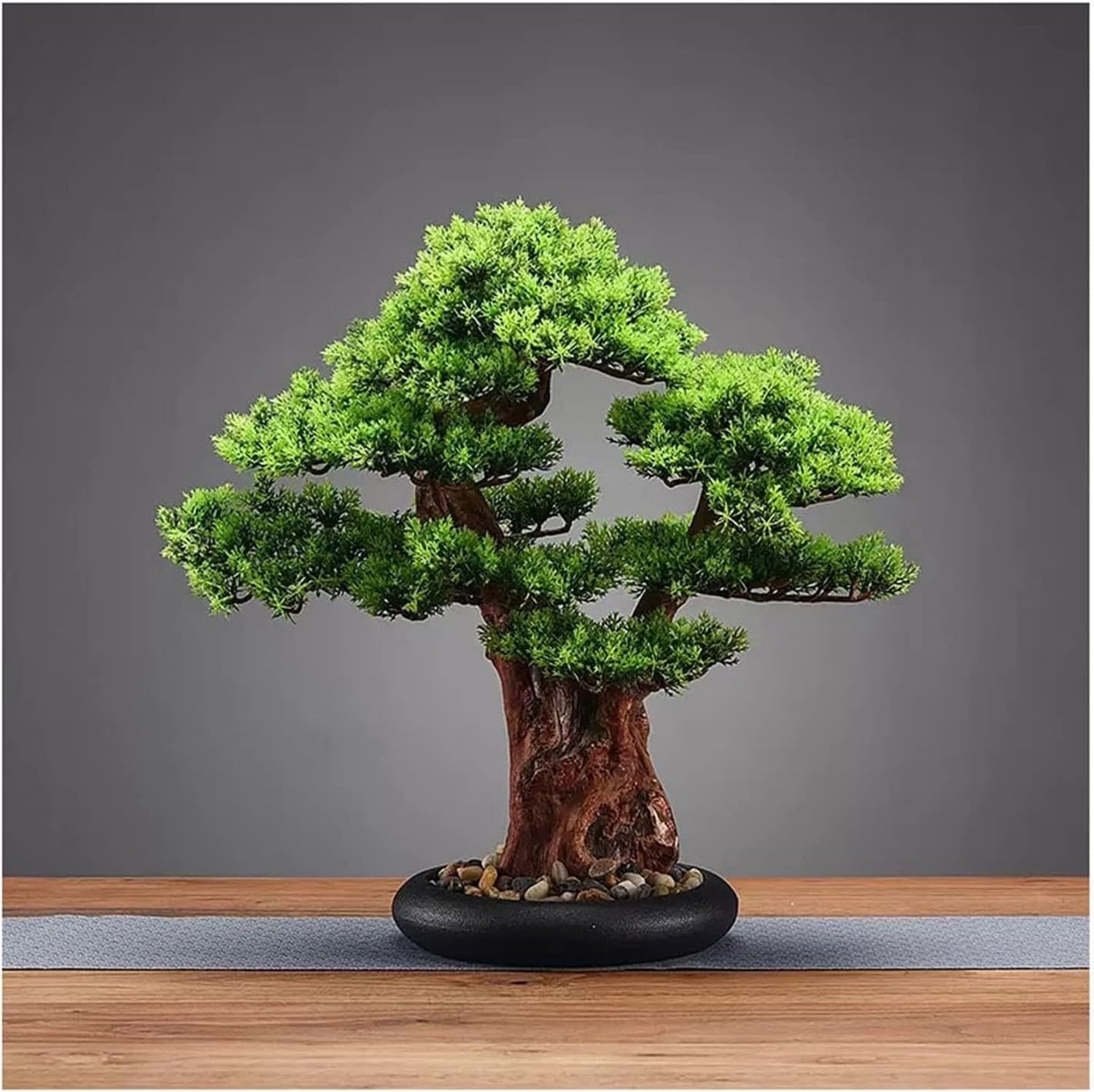 Artificial Bonsai Tree 18.1" Red Large Simulation Welcome Pine Bonsai Tree Indoor Desktop Decor Simulation Plant Fake Tree Ceramic Flower Pot Artificial Bonsai Tree Desktop Ornaments, Bianco