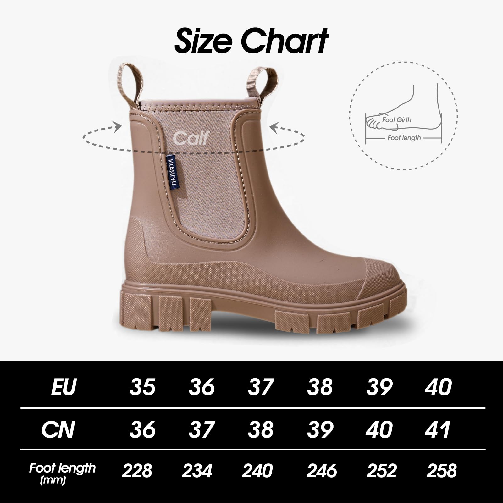Stivali da Pioggia da Donna Stivali di Gomma Impermeabili Rain Boots Giardino ed Escursionismo Comodi Stivali Chelsea 36-41 EU