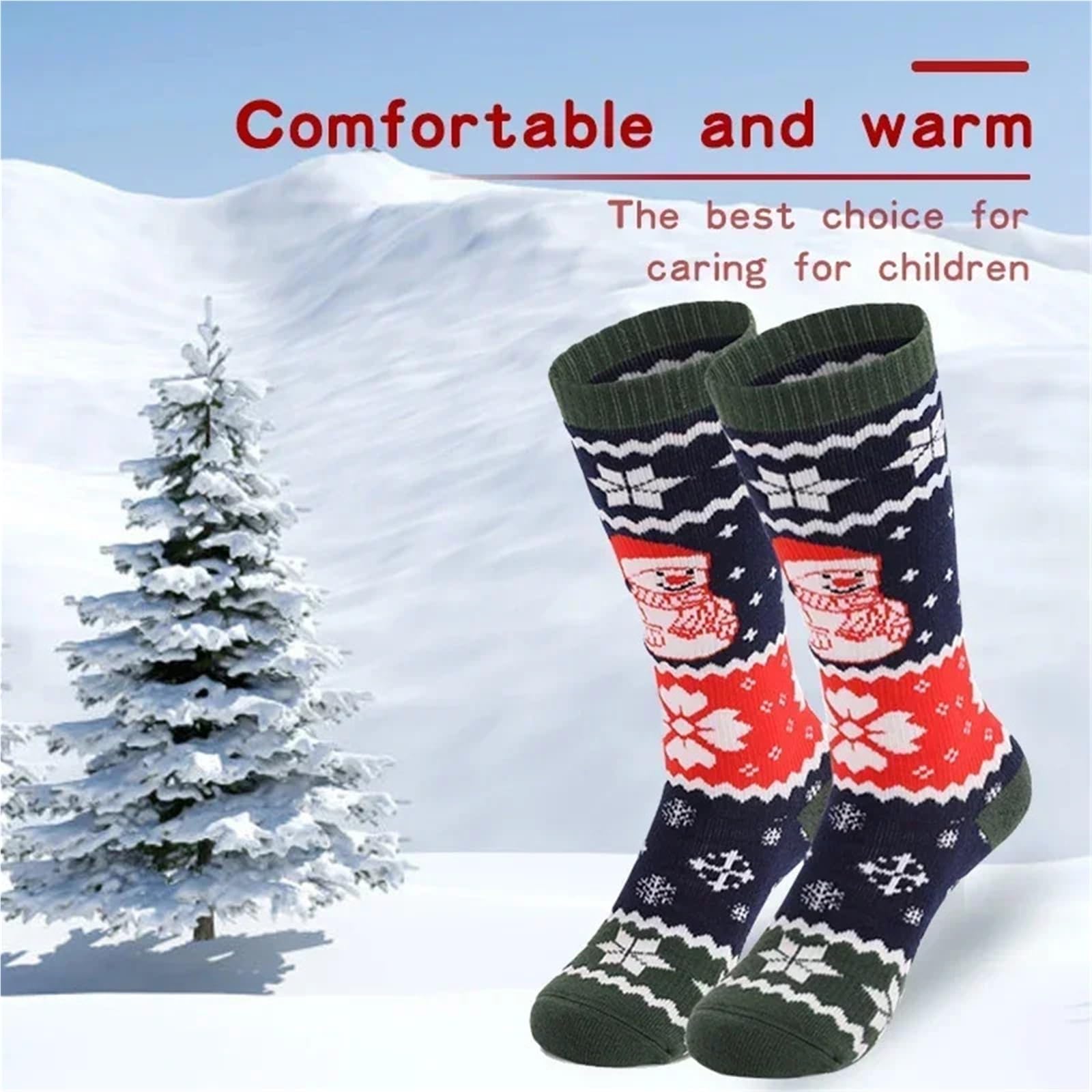 Calcetines de esquí for niños, cálidos, térmicos, for deportes invierno, largos, gruesos, algodón, for Navidad Para Esquiar, Snowboard