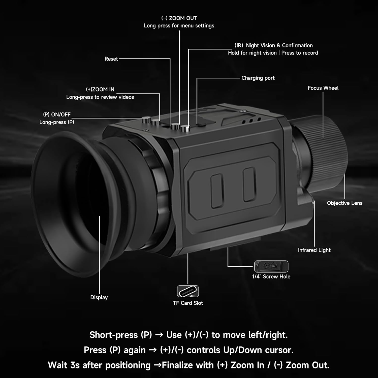 4K Ultra HD Night Vision Monocular, 100% Darkness, 800M Long Range, Portable Rechargeable Tactical IR Night Vision Tripod, Handheld for Hunting, Camping, Wildlife & Surveillance