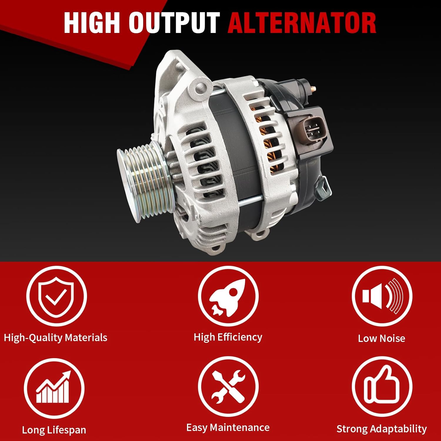 Alternator 13980N Compatible with Acura CSX 2006-2008 TSX 2004-2008 Honda Accord 2003-2007 2.4L Civic 2006-2011 2.0L CR-V 2007-2011 Element 2003-2011 L4 Replace 31100-RAA-A01 31100-RAA-A02