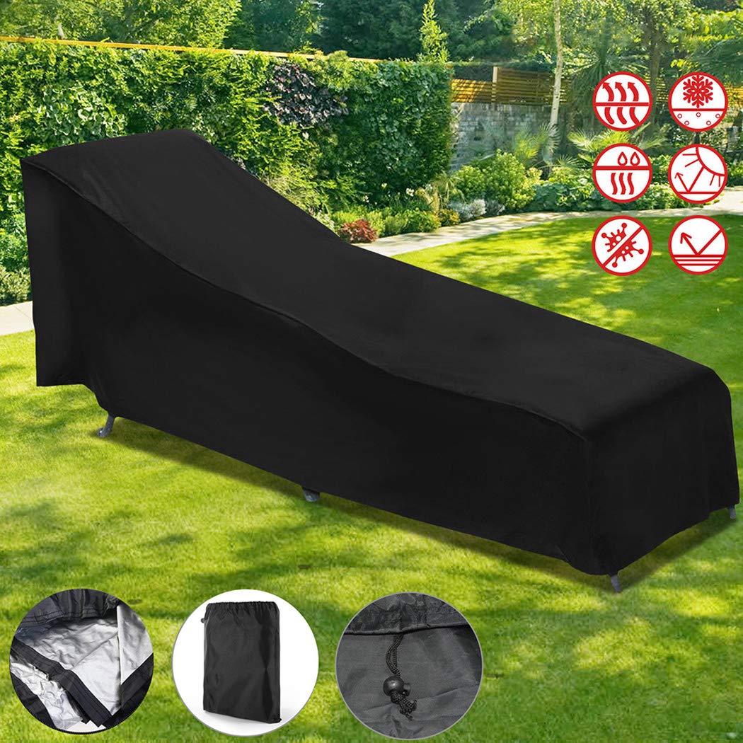 Funda protectora para tumbona de jardín, funda protectora para tumbona de jardín, 210D Oxford, gris, 208 x 76 x 41/79 cm