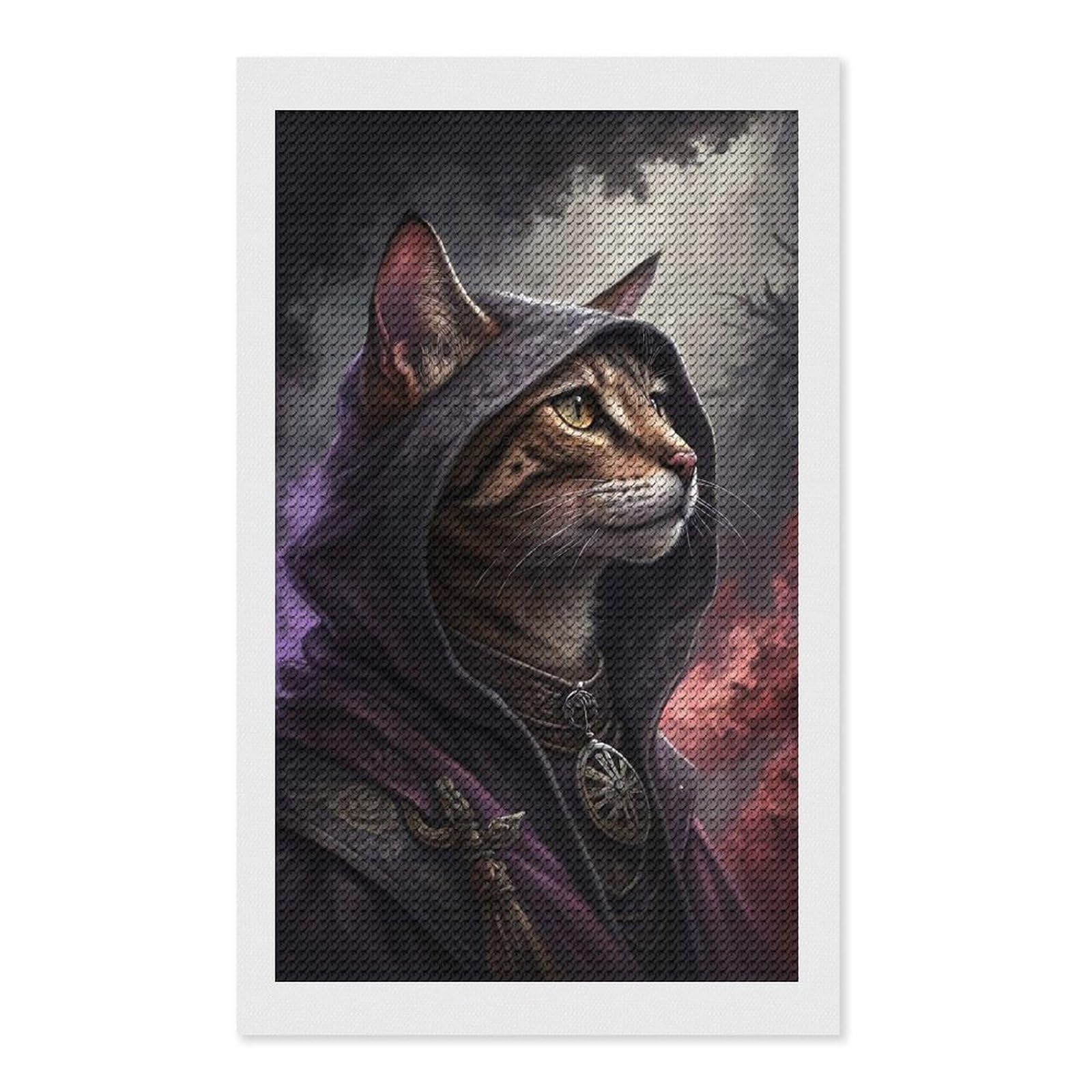 Junmoney Mysterious Cat Wizard Diamond Art Kit 12"x20", Creative Leisure Activity, Complete Accessories, Vintage Style Decor, for Women