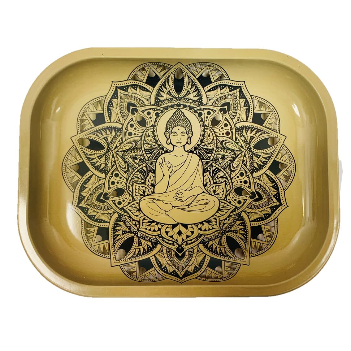 Wise Skies Gold Metal Rolling Tray Smoking Accessories Characters Rolling Papers Rolling Tip Small (Golden)