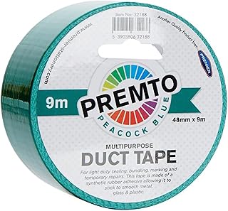 Premier Stationery Premto - Cinta adhesiva multiusos perfecta para una variedad de proyectos de arte y manualidades. 48 mm x 9 m. Precioso color azul pavo real.