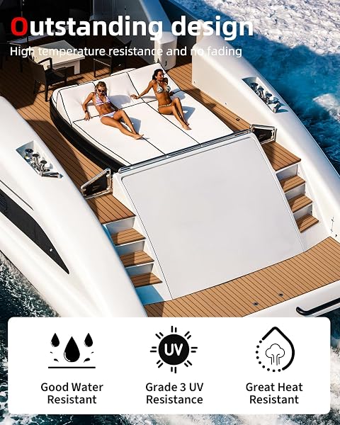 Abahub Finto Teak per Barca Eva Schiuma Autoadesiva Moquette Nautica Accessori Barca Pavimentazione Antiscivolo Marine Boat Decking Mat per Barche Piscina Yacht 121x42cm, 243cm x6/42/60/73/91/115cm - 4