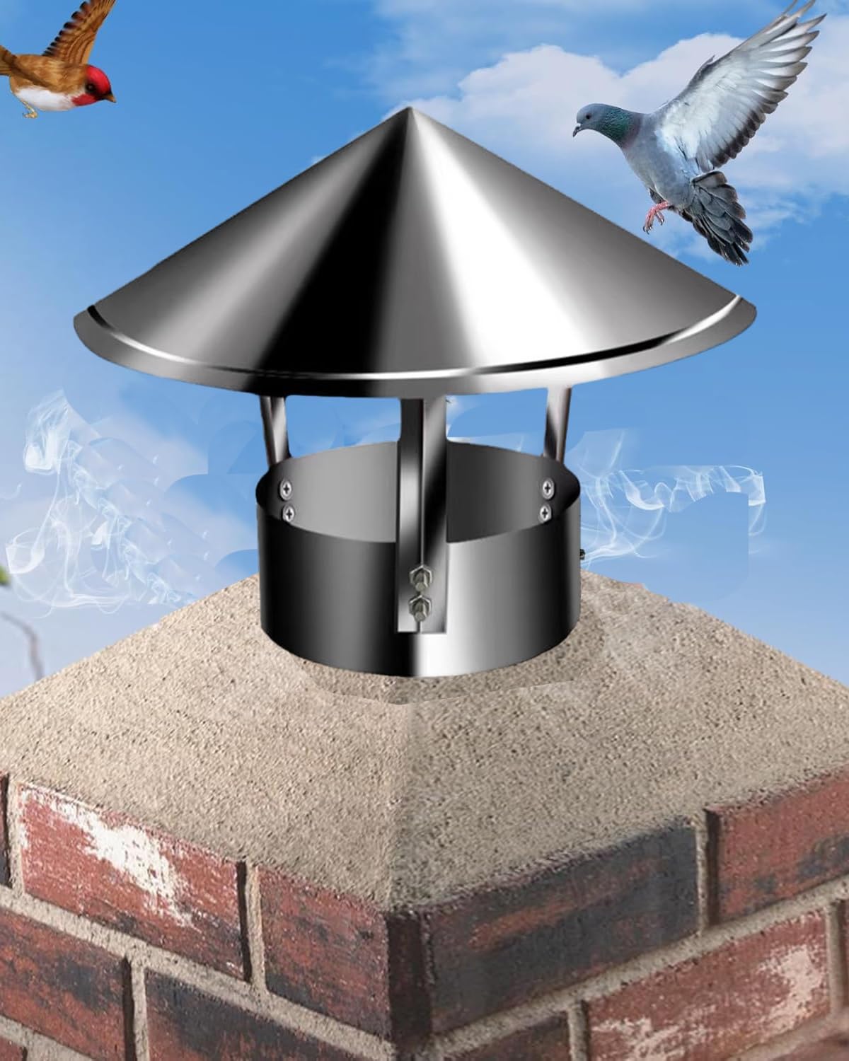 EJGMCNSGB Universal Chimney Cap Maximizes Airflow with Waterproof Wind & Rain Protection for Roof Ventilation - & Efficient Weather Guard
