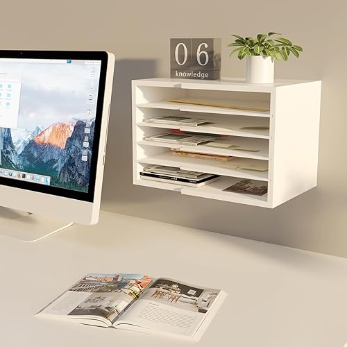 Miniatura 9 de Clasificador de archivos de escritorio con 4 estantes ajustables para el hogar y la oficina, organizador de bandeja de papel para cartas, soporte de