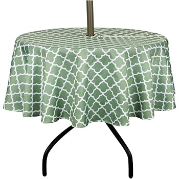 Eternal Beauty Polyester Outdoor Tablecloth Round Spillproof With Umbrella Hole Zipper For Spring Summer Patio Picnic Bbq Blue Plaid 60inch Patio Lawn Garden Patio Furniture Accessories