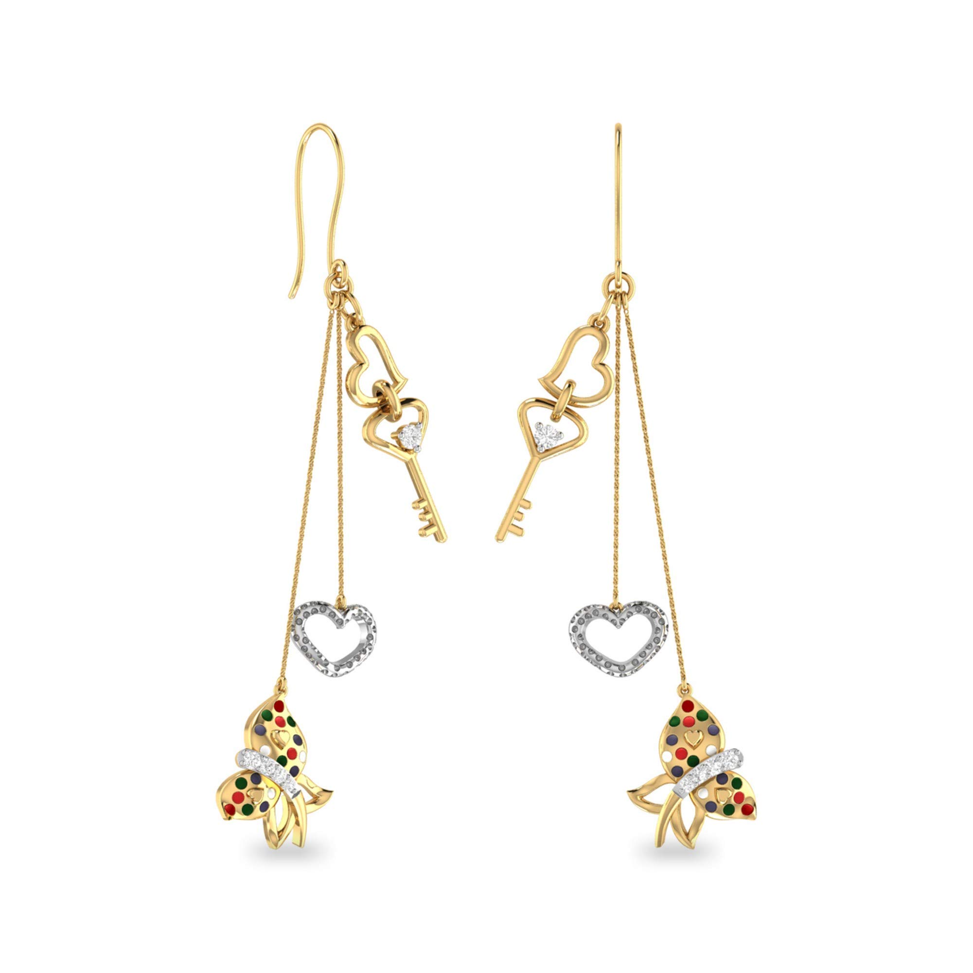 pc jeweller Yellow Gold and Diamond Stud Earrings for Women-picture-9
