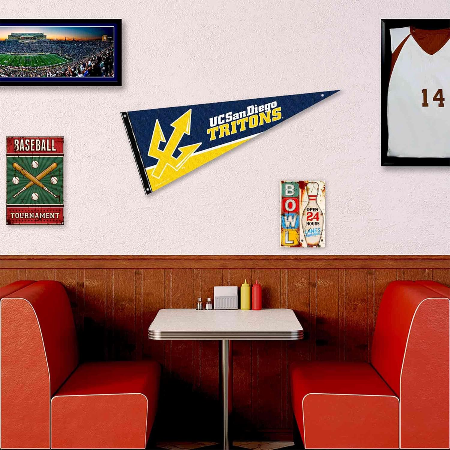 College Flags & Banners Co. San Diego Tritons Pennant Flag and Wall Tack Mount Pads