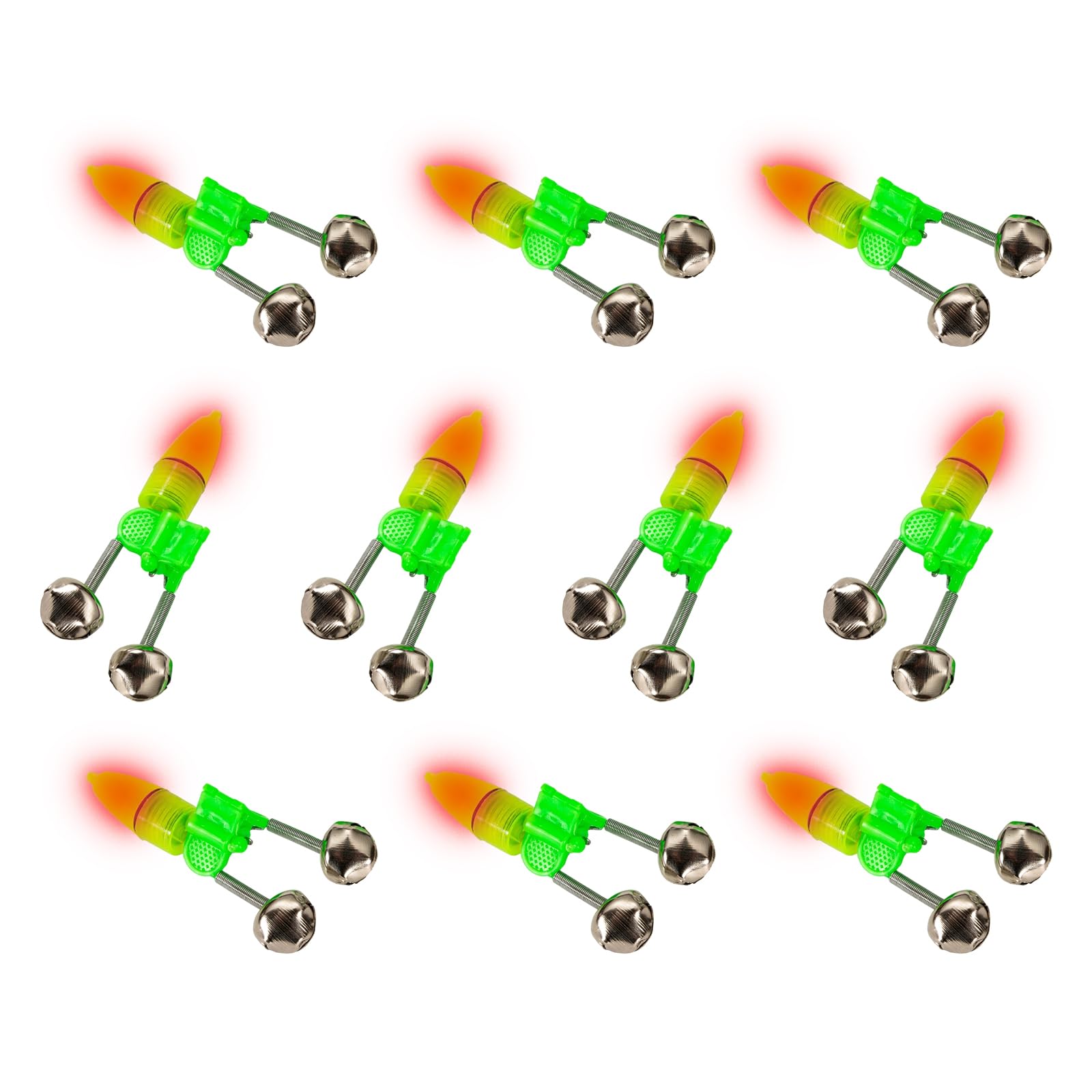 QIAOLIDA Double Alert Spirals Fishing Bells With LED Light Rod Bells LED Night Fishing Rod Bites Alert Alarm Enduring