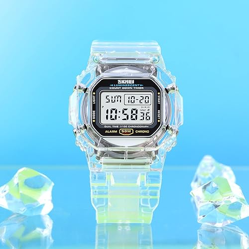 Miniatura 6 de RNONDRY Reloj digital para mujer y hombre, relojes impermeables transparentes para hombres, reloj digital para niños y niñas, reloj de pulsera con