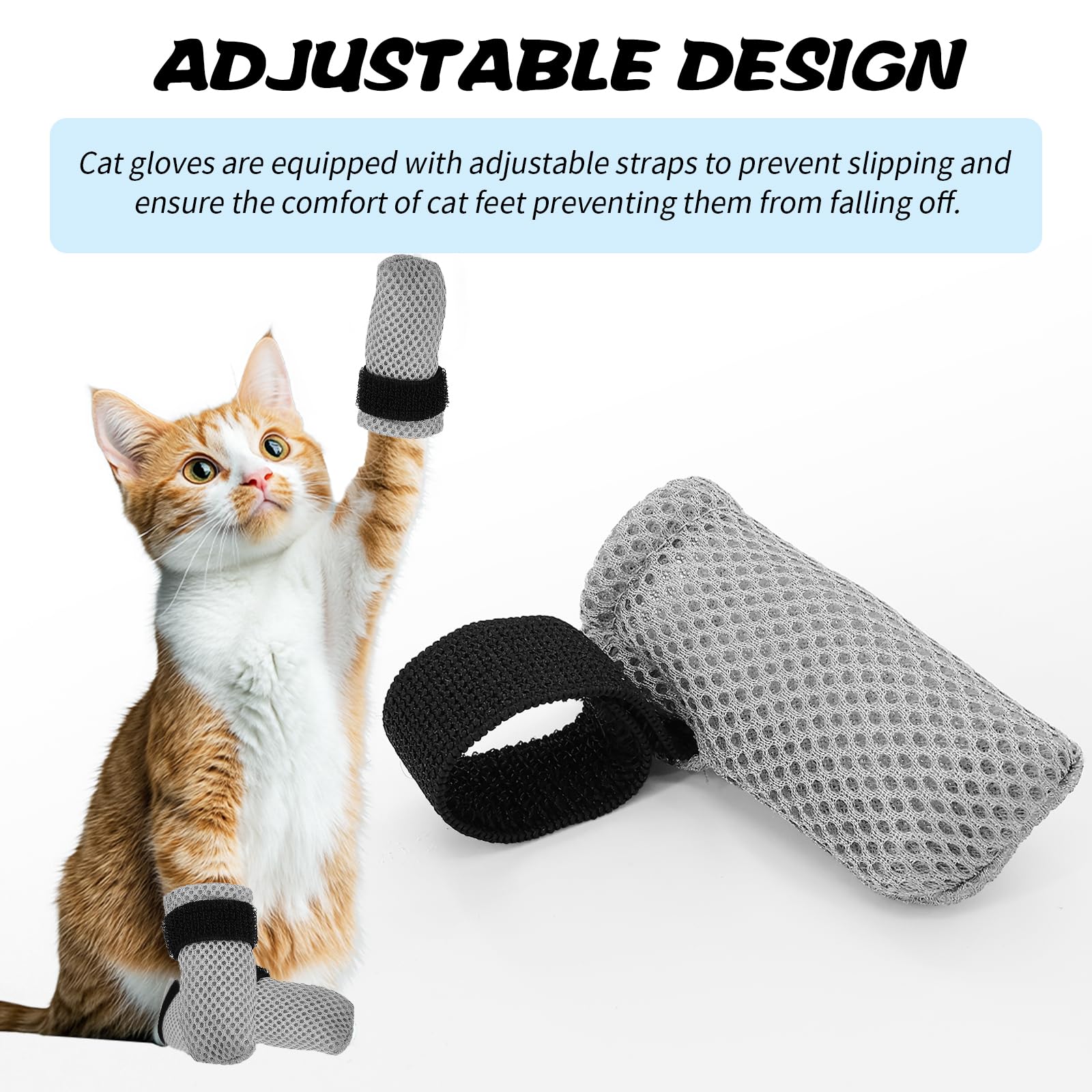 8 Stück Katzenkrallenabdeckungen, Schuhe für Katzen, Fäustlinge gegen Kratzen, Socken, verstellbar, atmungsaktiv, Netzstoff, für Welpen, Innenbereich, Pfoten, Kätzchen, Stiefel, geeignet zum Baden und