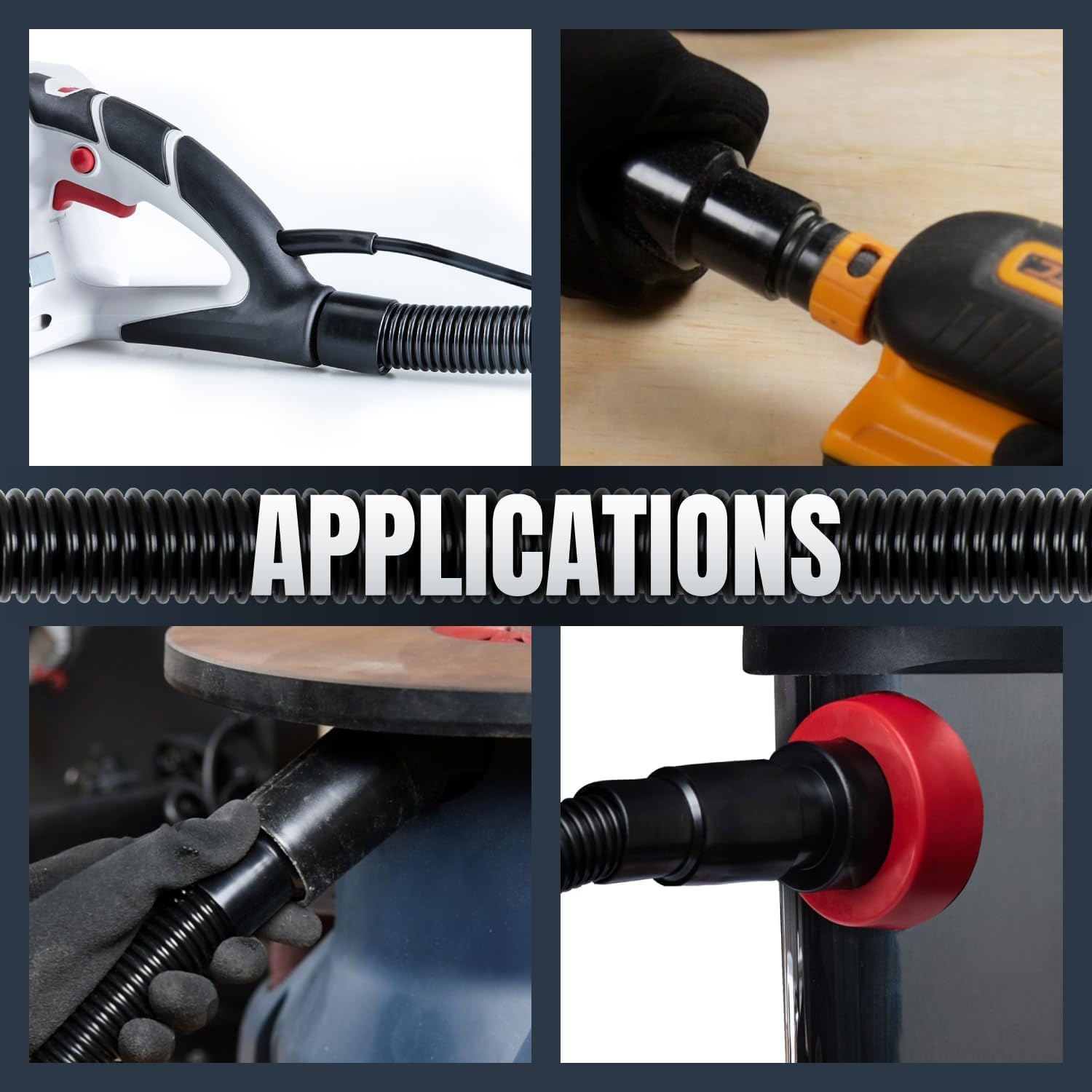 POWERTEC 10' Dust Collection Hose Kit and Coupler Adapter for Woodworking Power Tools Home and Wet/Dry Shop Vacuums