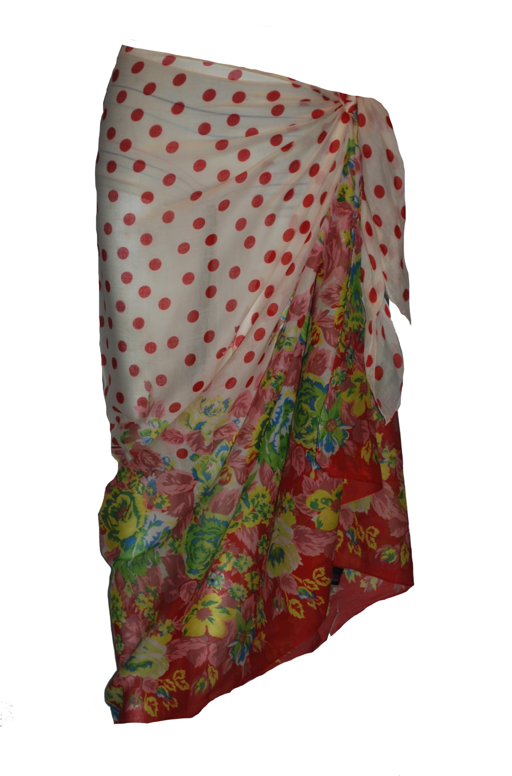 P4F Polka Dot Flower Cotton Sarong (Red)
