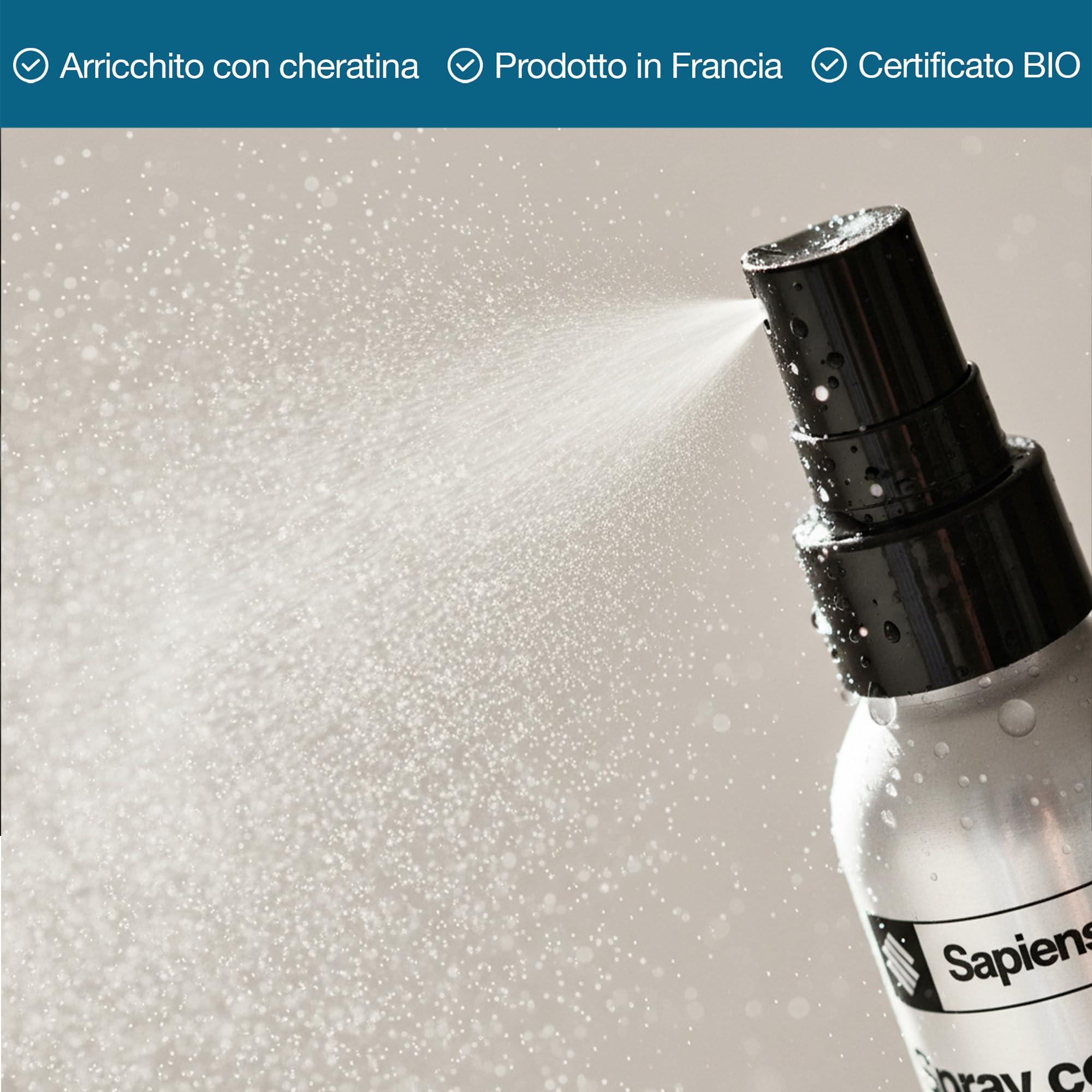 Sapiens Spray al Sale Marino per Capelli 150ml | Testurizzante e Volumizzante - Certificato BIO - Arricchito con Cheratina - Profumo Marino - Prodotto in Francia