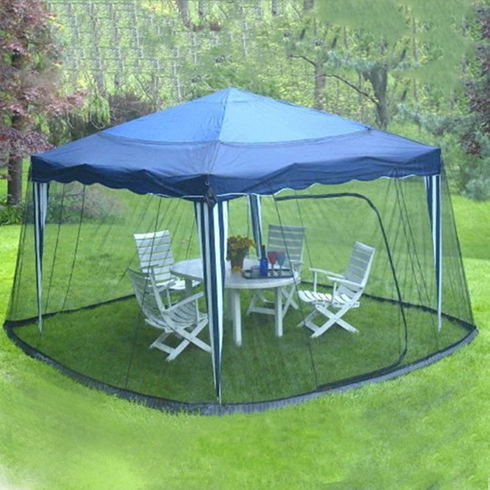 Zanzariera per Patio, zanzariera a Ombrello Quadrata, con Corda Regolabile e Porta con Doppia Cerniera, zanzariera per Gazebo da Esterno, Nero, 300x300x230 cm (ombrellone Non Incluso)