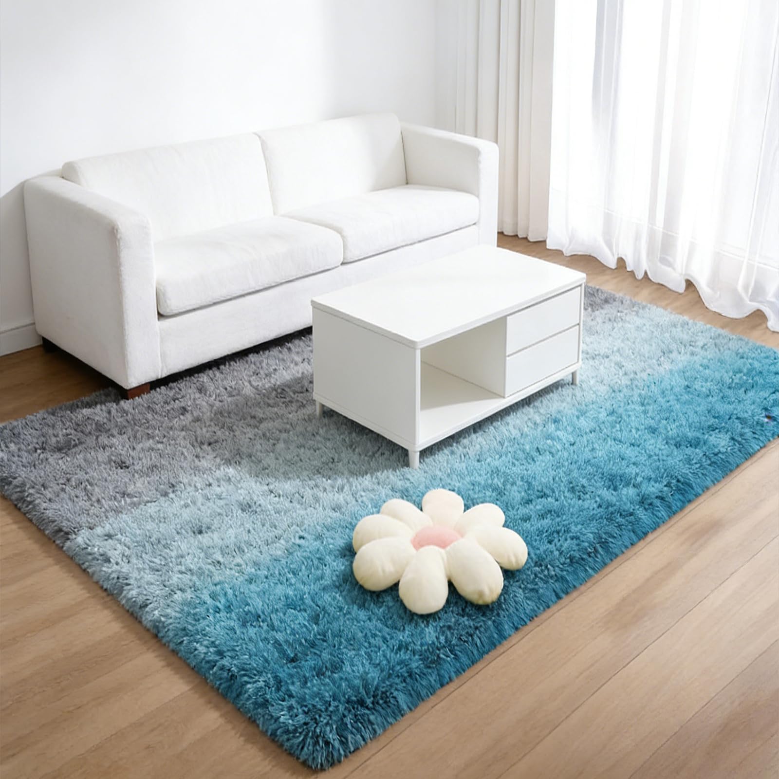 Tapis pour canapé bleu moderne tapis de salon lavable idéal pour toute la maison