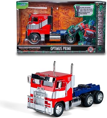 Jada Toys Transformers Optimus Prime T7 Car Truck from Transformers Rise of Beasts, Die Cast Model Car for Children and Adults from 8 Years, 124, 27 cm, Red/Blue