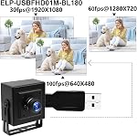 ELP 180degree Fisheye Lens Wide Angle USB Camera 1080P Mini Box Webcam 1080P High Speed UVC USB2.0 PC Camera CMOS OV2710 100fps 60fps 30fps Video Webcam for Computer, Laptop, Jetson Nano