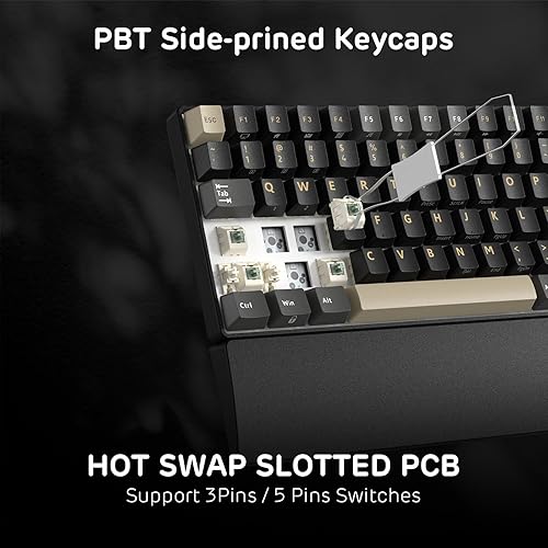 Miniatura 6 de RK ROYAL KLUDGE RK96 RGB Limited Ed, 90% 96 teclas inalámbrico 3 modos BT5.02.4GUSB-C Teclado mecánico intercambiable en caliente con reposamuñecas,