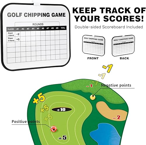 Miniatura 5 de TOY Life Alfombrilla de juego de golf para interiores y exteriores, para adultos y familia, niños, equipo de juego al aire libre, juego de chip de