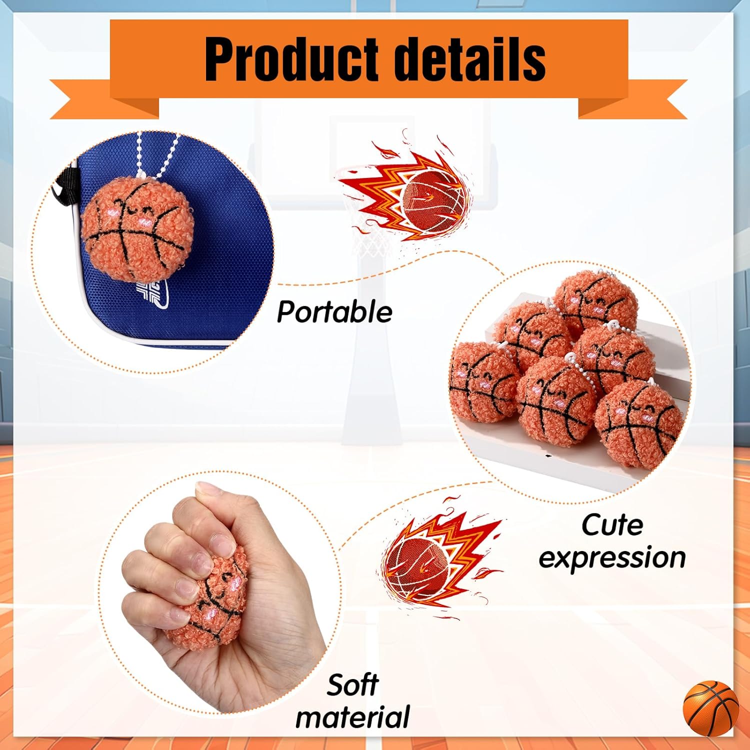 Simgoing 30 Pcs Basketball Keychain Gift Bulk Mini Plush Ball Prizes Funny Sports Players Team Party Favors Gifts for Group