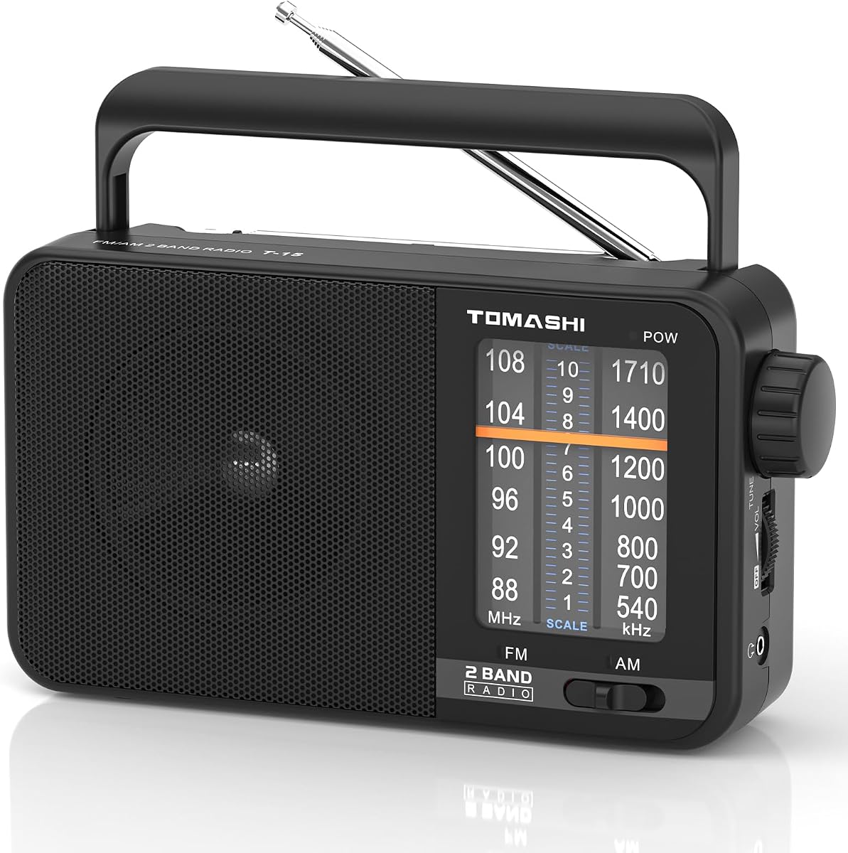TOMASHI Portable AM FM Transistor Radio, AC Powered & Battery Operated