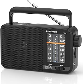 Portable Radio am fm,Transistor Radio with Best Reception,Large Tuning Knob,Battery Operated by 3 D Cell Batteries or AC Power,Big Speaker,Suit for Senior and Home (Black)