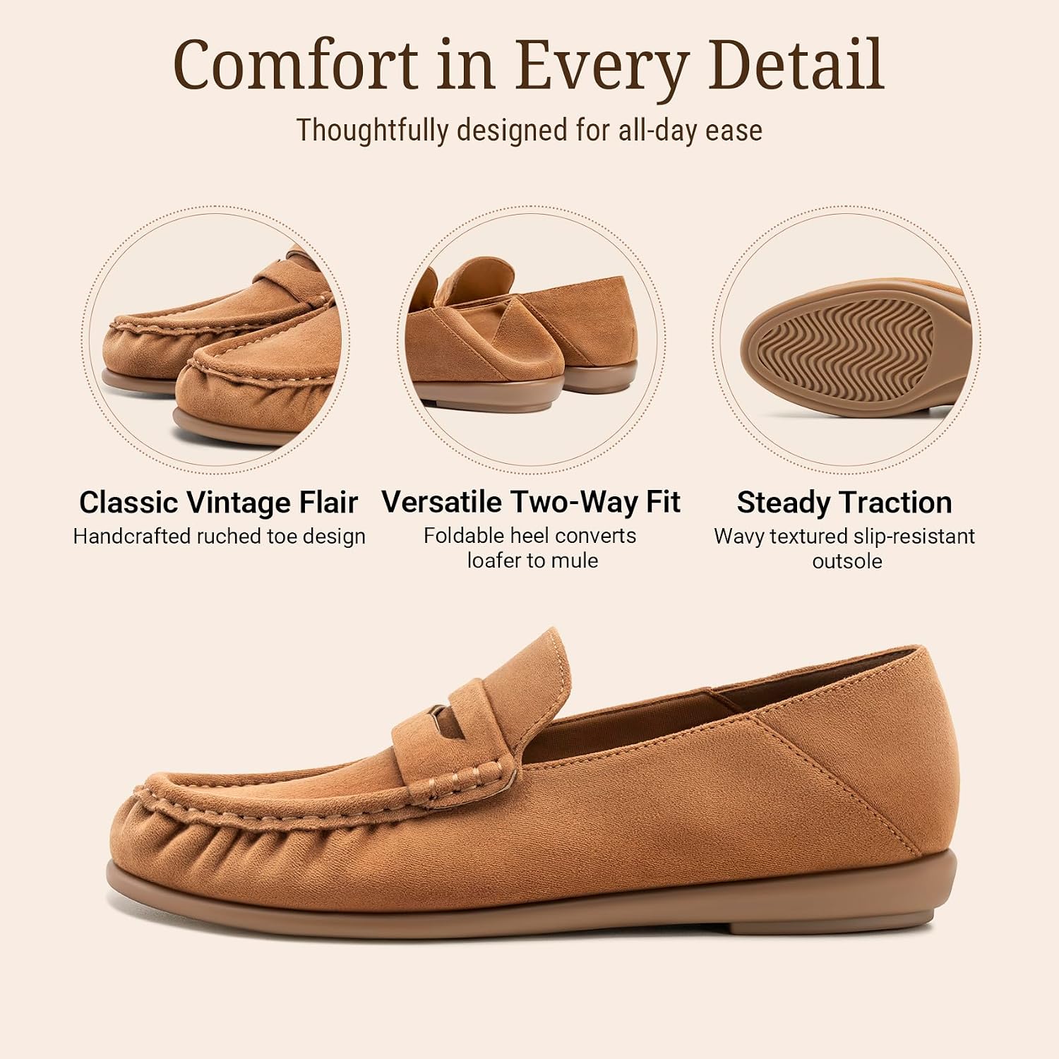 FITORY Loafers for Women Slip On Flats Dress Shoes Business Casual Work