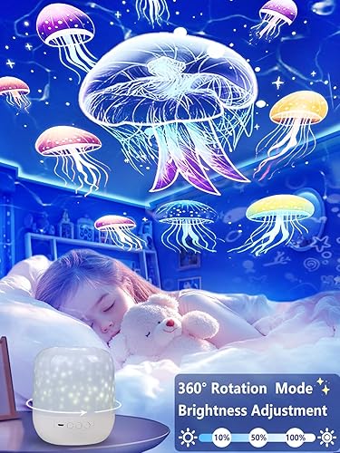 Miniatura 3 de 21 juegos de películas, proyector de luz nocturna para dormitorio de niños, proyector de bebé para techo, luces nocturnas de galaxia con rotación de