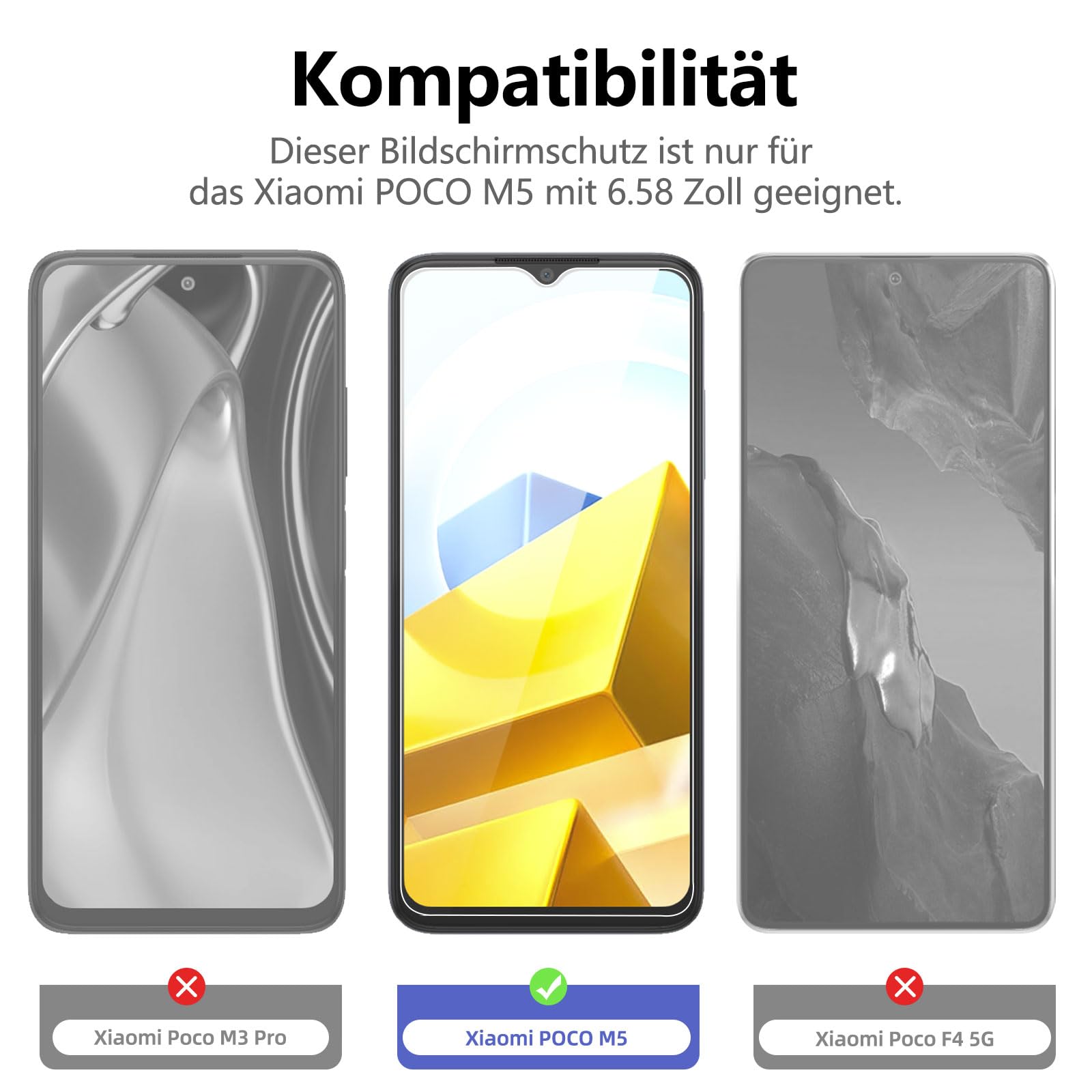 3x Panzerglas Schutzfolie Für Xiaomi POCO M5, 9H Härte, Kratzfest – Hochtransparent, Präzise Geschnitten