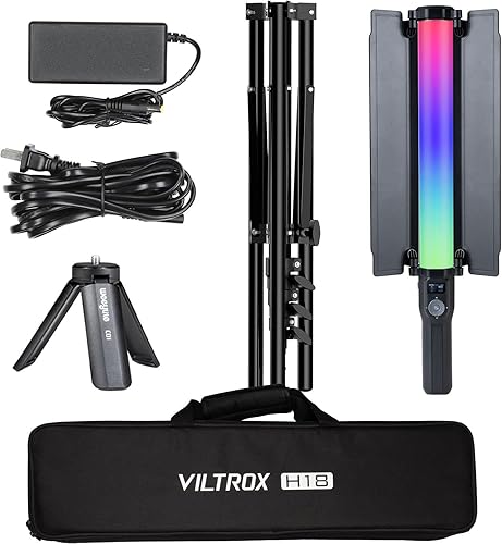 Miniatura 9 de VILTROX Kits de varita de iluminación de video de fotografía de 18 W con soporte de trípode de 79 pulgadas de alto, palo de fotografía, varita de