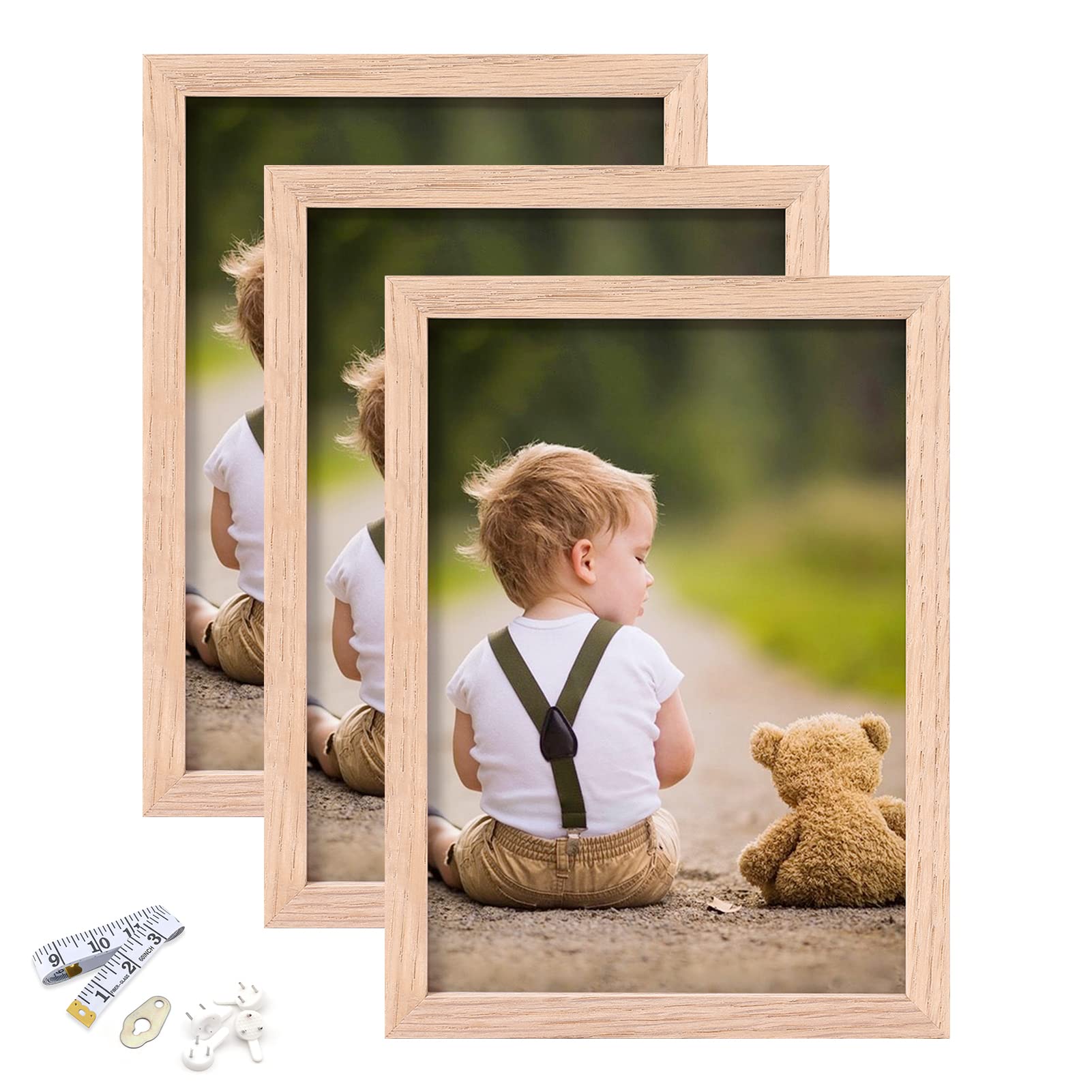 5x7 Picture Frame, OAK Wood Photo Frame with Perspex Glass for Vertical or Horizontal Tabletop Wall Display for Photos, Paintings, Posters, Artwork,