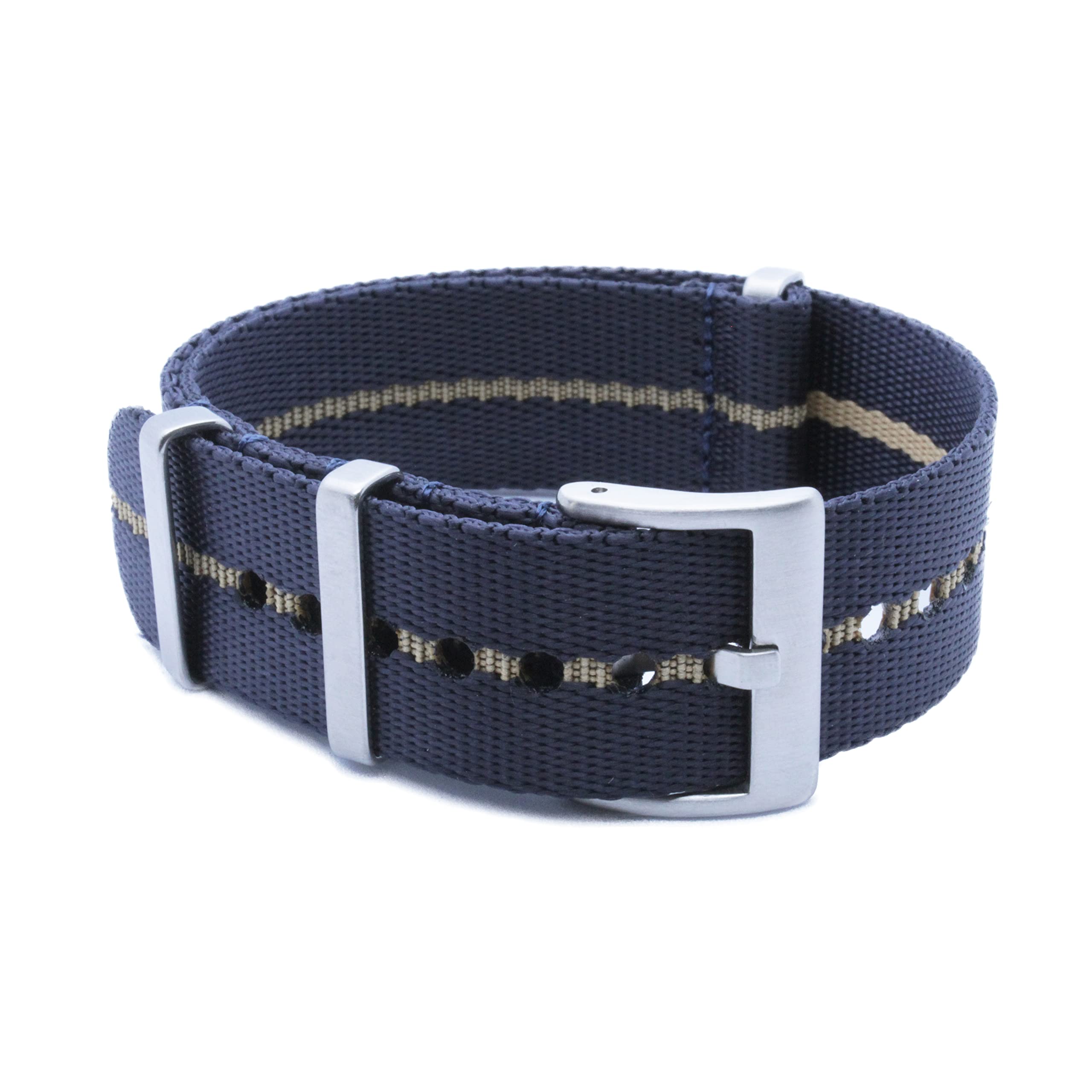 WAMD Mola Nylon Watch Straps/Bands - Choice of Colour & Width (Blue and Beige, 20 mm) (B0C46L3P9P) Amazon Price History, Amazon Price Tracker